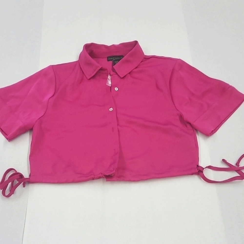 House Of Harlow Pink Shirt with Tie Details Size M NWOT
